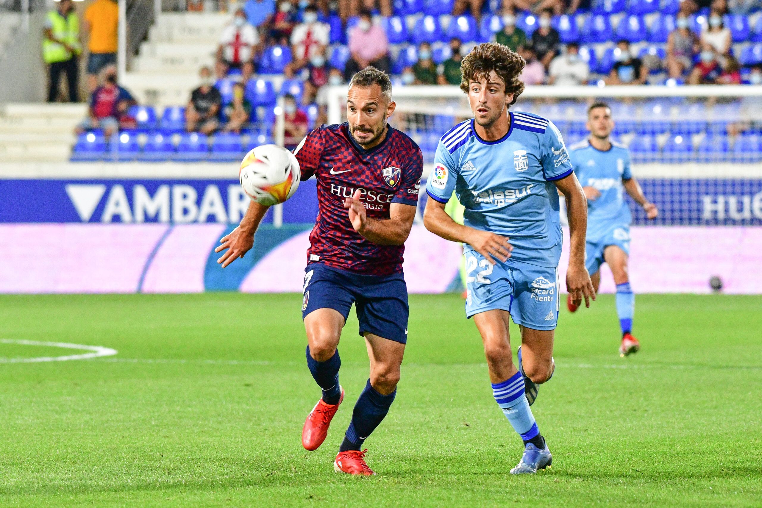 Marc Mateu y Julián Delmás en un Huesca-Cartagena (foto: SD Huesca)