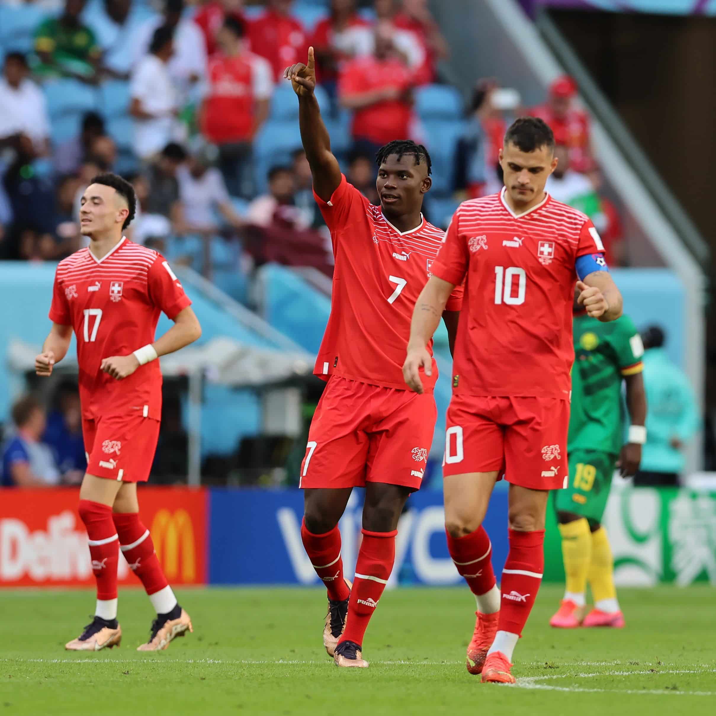 Embolo tras su gol ante Camerún 