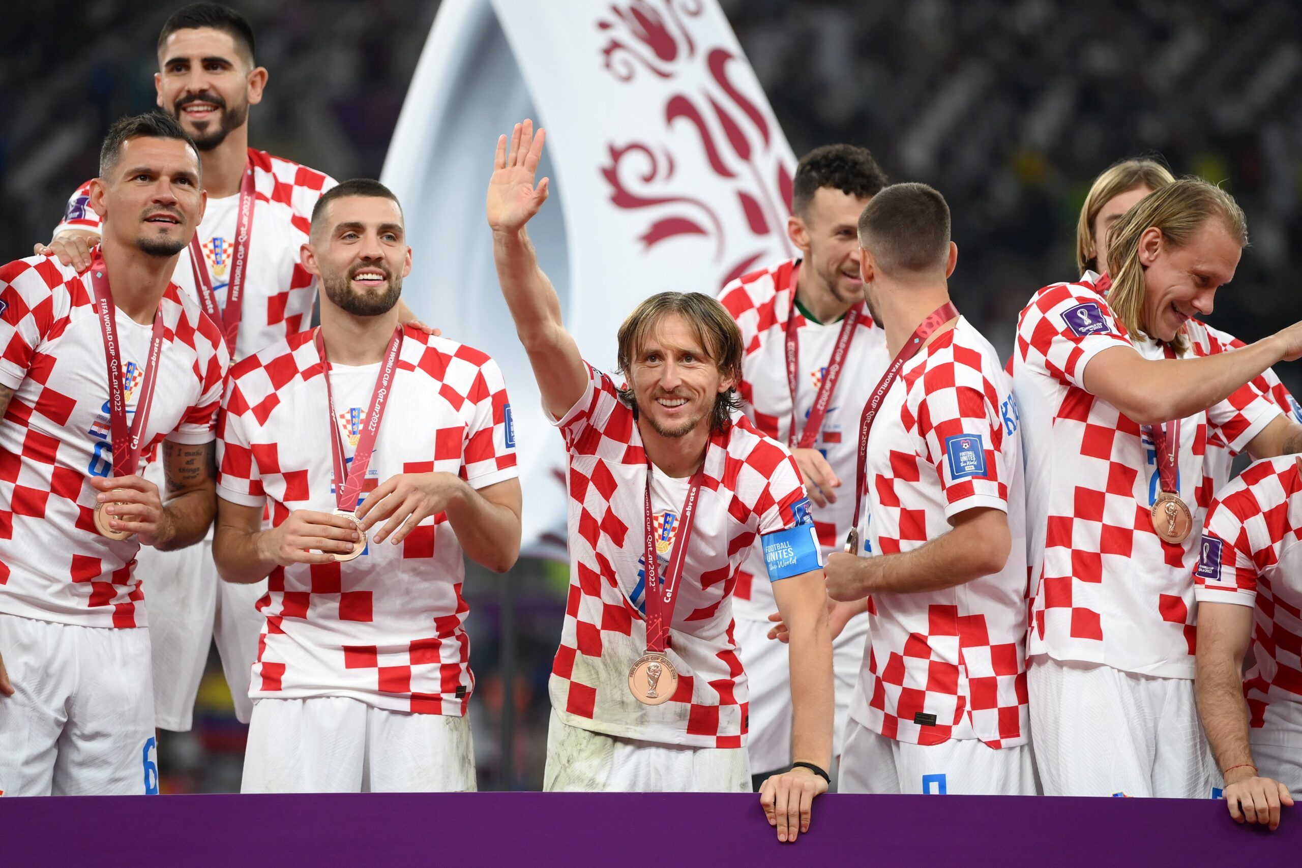 Los jugadores de Croacia festejan el bronce obtenido en Qatar 2022