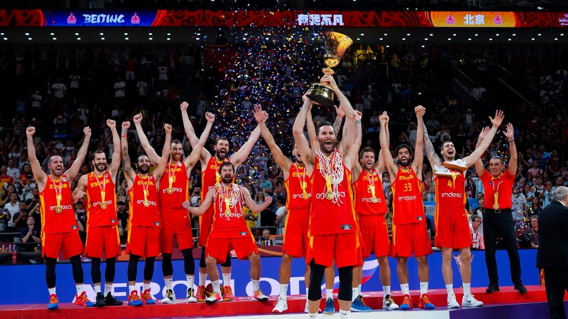 La selección española celebrando el pasado mundial