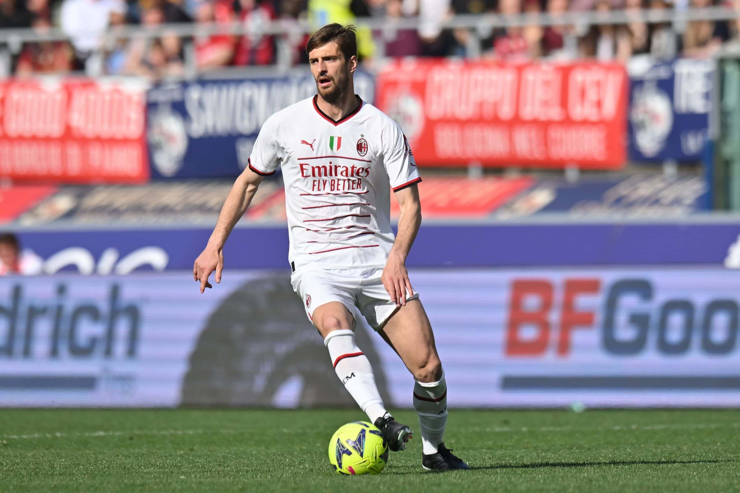 BOLOGNA, ITALY - APRIL 15: Matteo Gabbia of AC Milan in action during the Serie A match between Bologna FC and AC MIlan at Stadio Renato Dall'Ara on April 15, 2023 in Bologna, Italy. (Photo by Alessandro Sabattini/Getty Images)