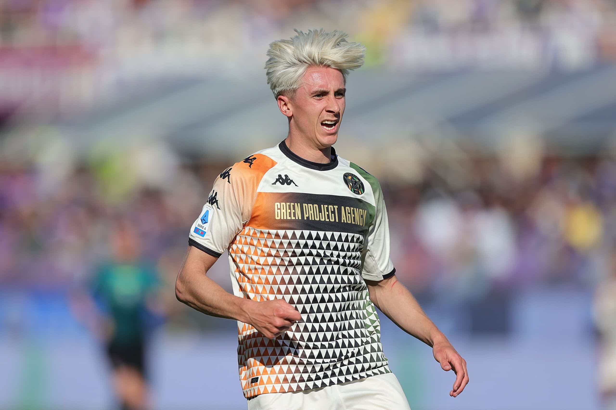 FLORENCE, ITALY - APRIL 16: Dennis Johnsen of Venezia FC looks on during the Serie A match between ACF Fiorentina and Venezia FC at Stadio Artemio Franchi on April 17, 2022 in Florence, Italy.  (Photo by Gabriele Maltinti/Getty Images)