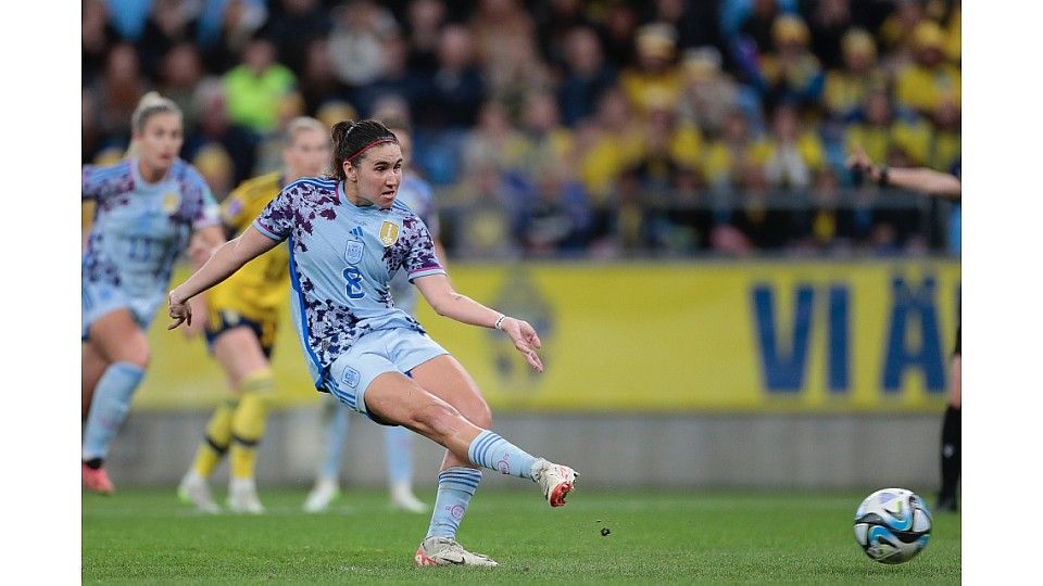 Mariona Caldentey encaja en gol de la victoria desde los 11 metros en la última jugada. Fuente: RFEF.