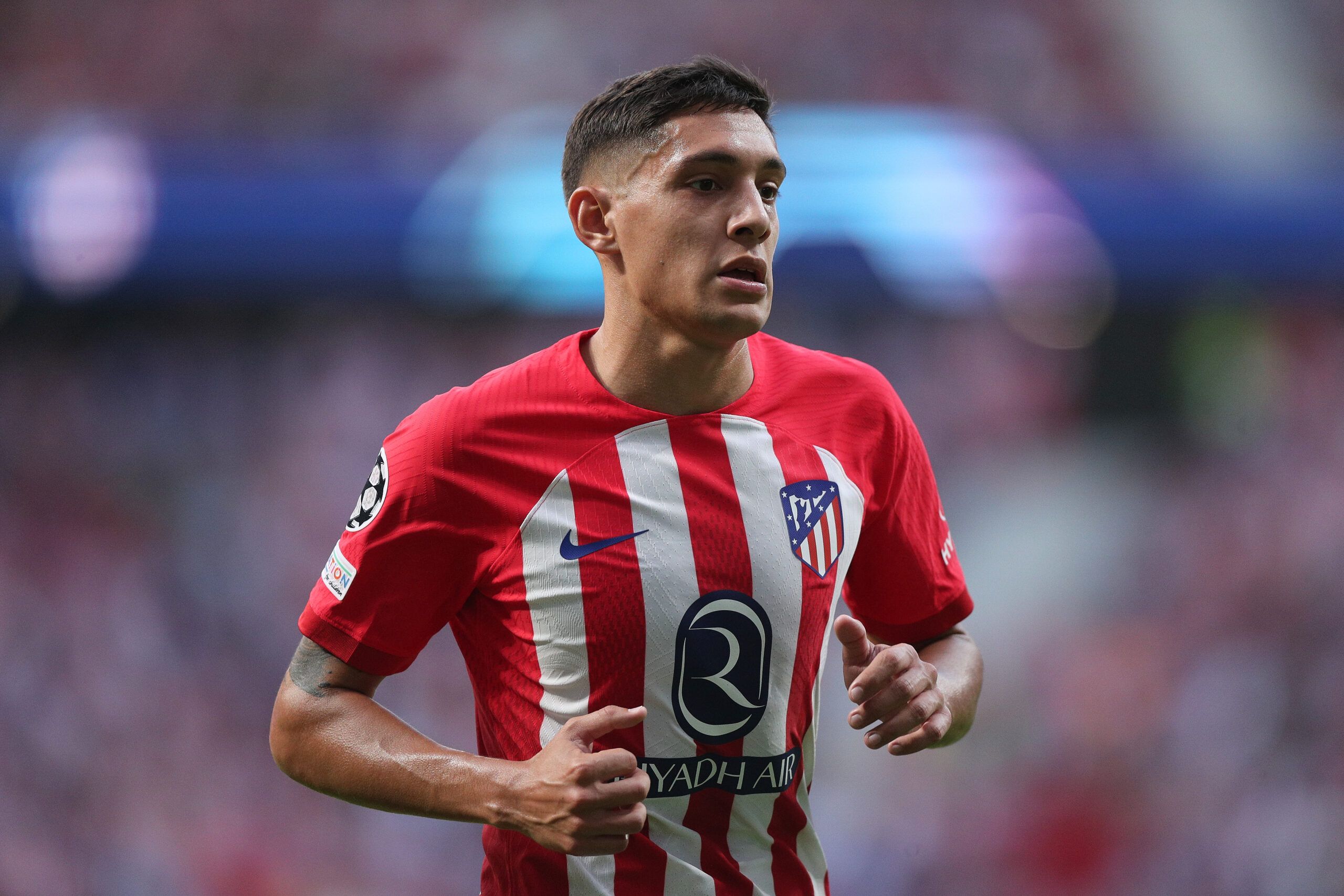 MADRID, SPAIN - OCTOBER 04: Nahuel Molina of Atletico de Madrid in action during the UEFA Champions League match between Atletico Madrid and Feyenoord at Civitas Metropolitano Stadium on October 04, 2023 in Madrid, Spain. (Photo by Gonzalo Arroyo Moreno/Getty Images)