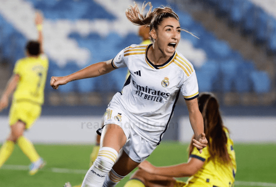 Olga Carmona celebra el gol de la victoria que llegó tras su asistencia. Fuente: Web Oficial del Real Madrid