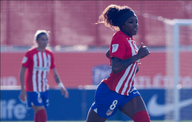 Ludmila da Silva vuelve a jugar un partido tras lesionarse de gravedad el pasado mes de marzo. Fuente: Atlético de Madrid (@AtletiFemenino)