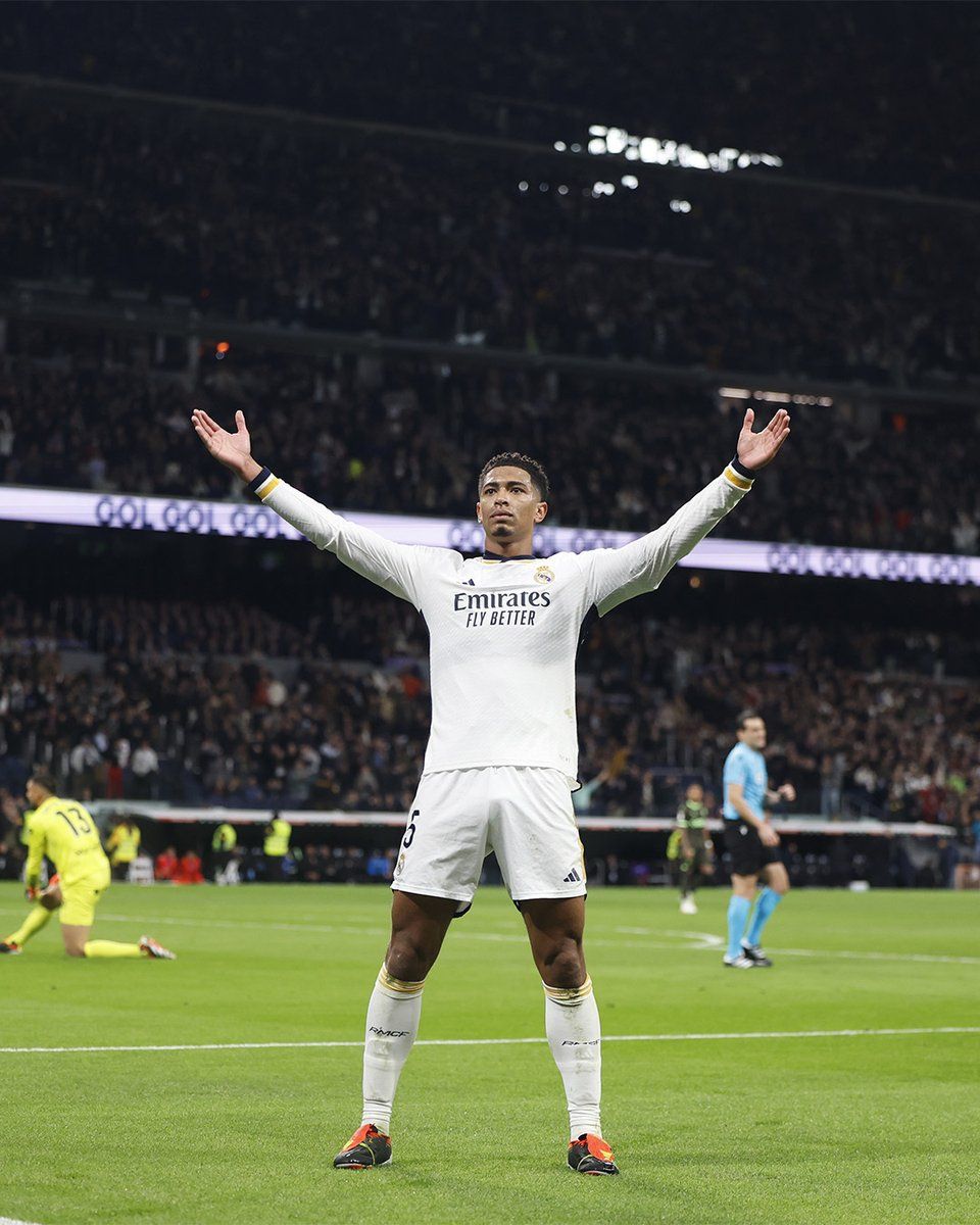 Bellingham celebra su tanto frente al Girona. Foto: @realmadrid.