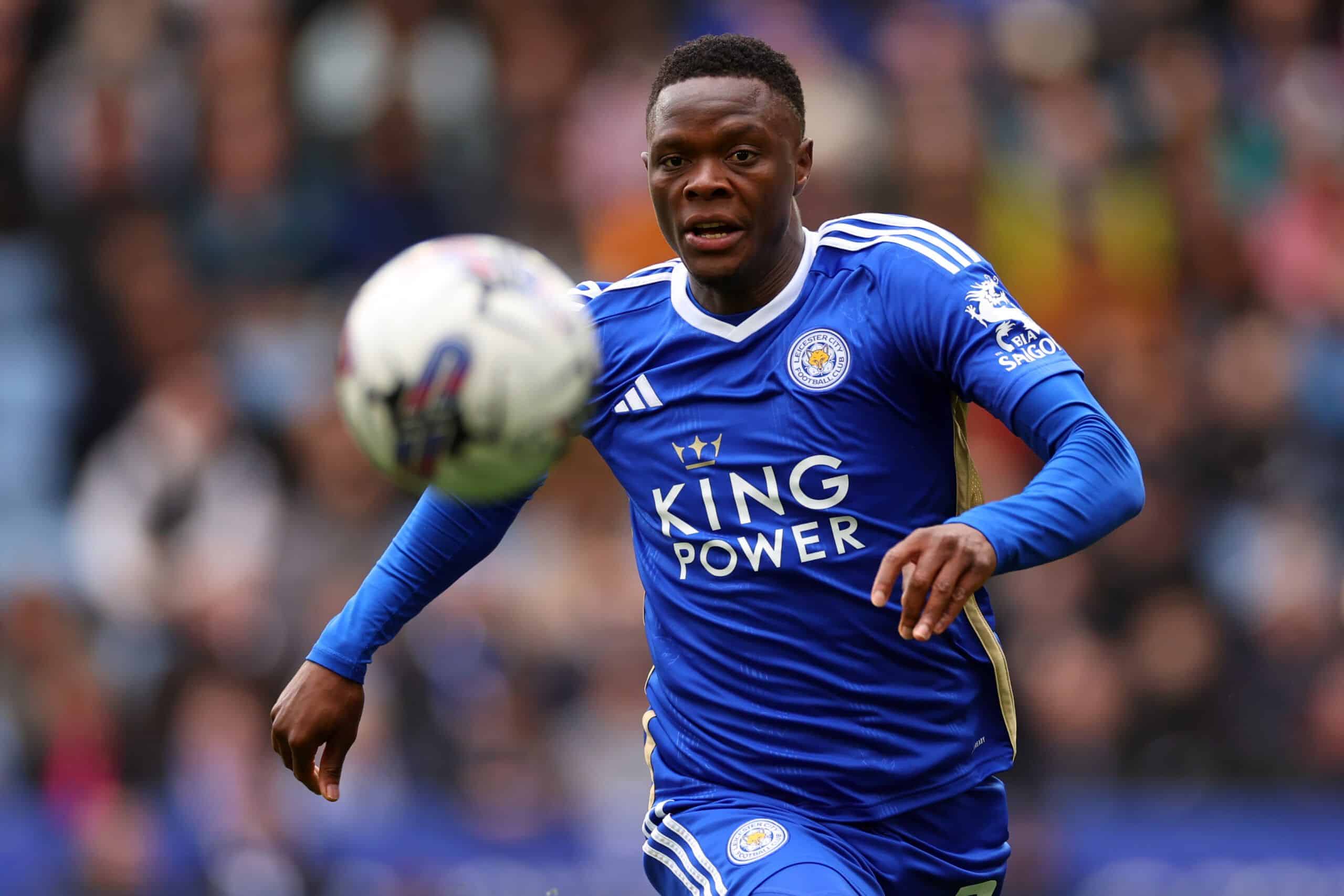 LEICESTER, ENGLAND - APRIL 01: Patson Daka of Leicester City during the Sky Bet Championship match between Leicester City and Norwich City at The King Power Stadium on April 01, 2024 in Leicester, England. (Photo by Marc Atkins/Getty Images) (Photo by Marc Atkins/Getty Images)