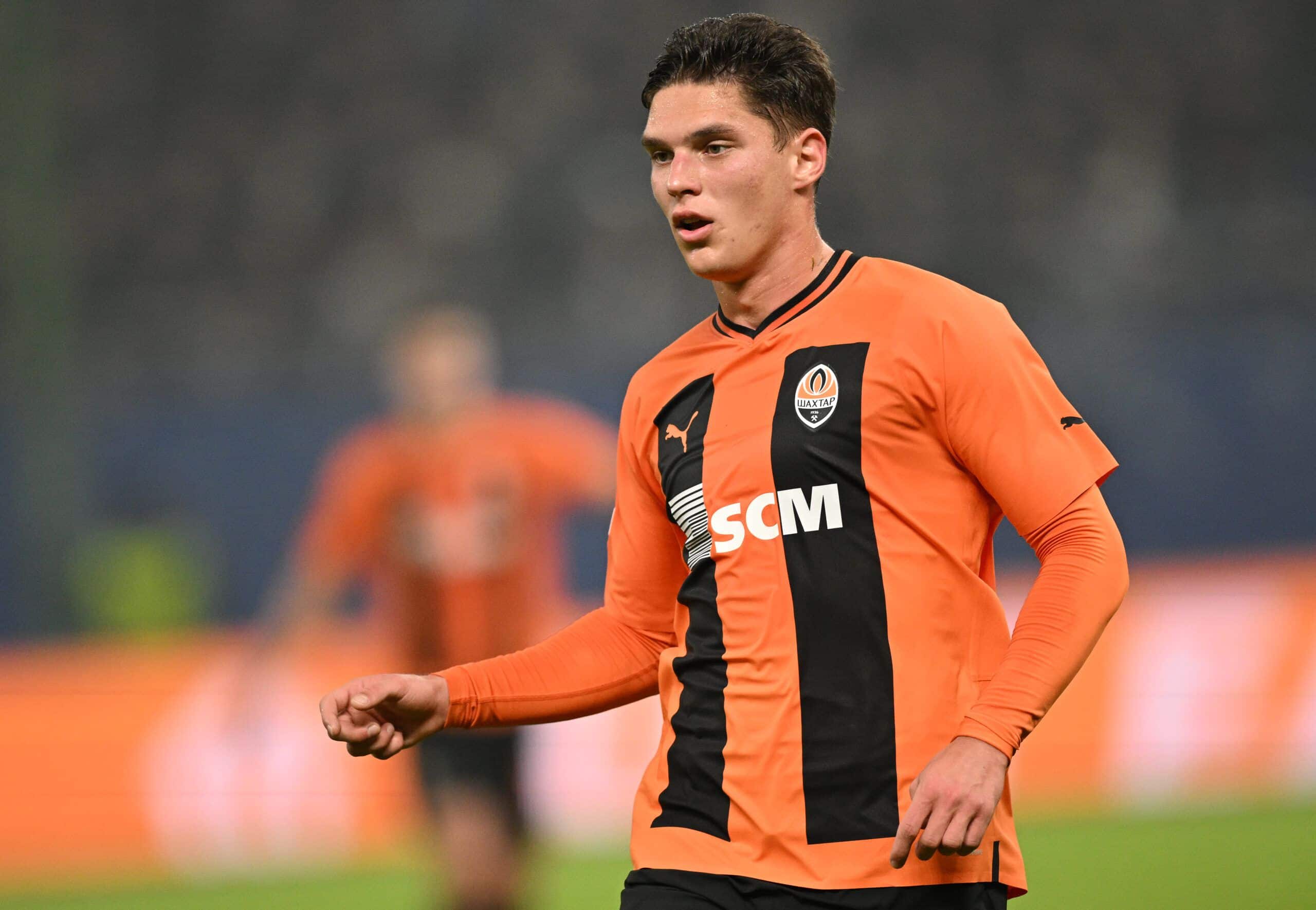 HAMBURG, GERMANY - FEBRUARY 15: Heorhii Sudakov of Schkhtar in action during the UEFA Europa League 2023/24 Knockout Round Play-offs First Leg match between FC Shakhtar Donetsk and Olympique de Marseille at Volksparkstadion on February 15, 2024 in Hamburg, Germany. (Photo by Stuart Franklin/Getty Images)