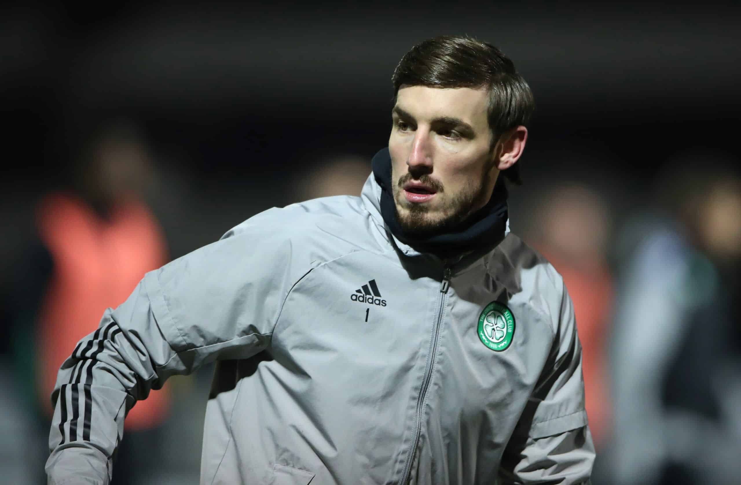 PAISLEY, SCOTLAND - FEBRUARY 10: Vasilis Barkas of Celtic warms up prior to the Ladbrokes Scottish Premiership match between St. Mirren and Celtic at SMISA Stadium on February 10, 2021 in Paisley, Scotland. Sporting stadiums around the UK remain under strict restrictions due to the Coronavirus Pandemic as Government social distancing laws prohibit fans inside venues resulting in games being played behind closed doors. (Photo by Ian MacNicol/Getty Images)
