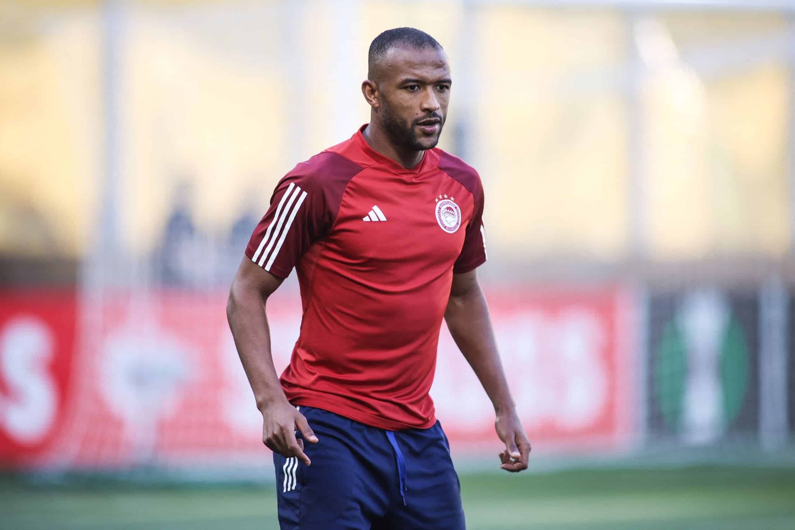 Ayoub El Kaabi of Olympiacos during a training session of Olympiacos FC at the Aghia Sophia Stadium (AEK Arena) in Athens, Greece on May 28, 2024, on the eve of the UEFA Europa Conference League final football match between AC Fiorentina and Olympiakos FC. (Photo by Dimitris Peristeris / SOOC / SOOC via AFP) (Photo by DIMITRIS PERISTERIS/SOOC/AFP via Getty Images)