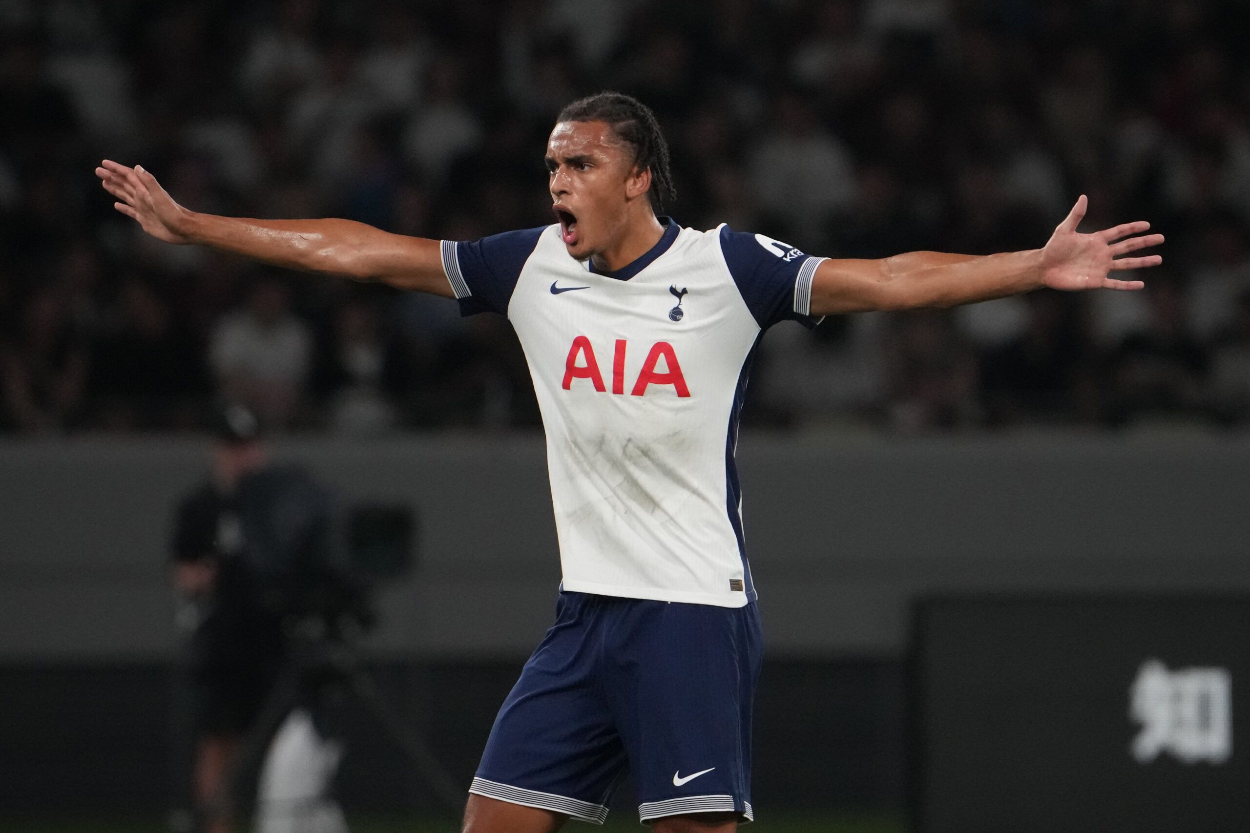 TOKYO, JAPAN - JULY 27: Ashley Phillips of Tottenham Hotspur looks on during the match between Vissel Kobe and Tottenham Hotspur at National Stadium on July 27, 2024 in Tokyo, Japan.  (Photo by Masashi Hara/Getty Images)
