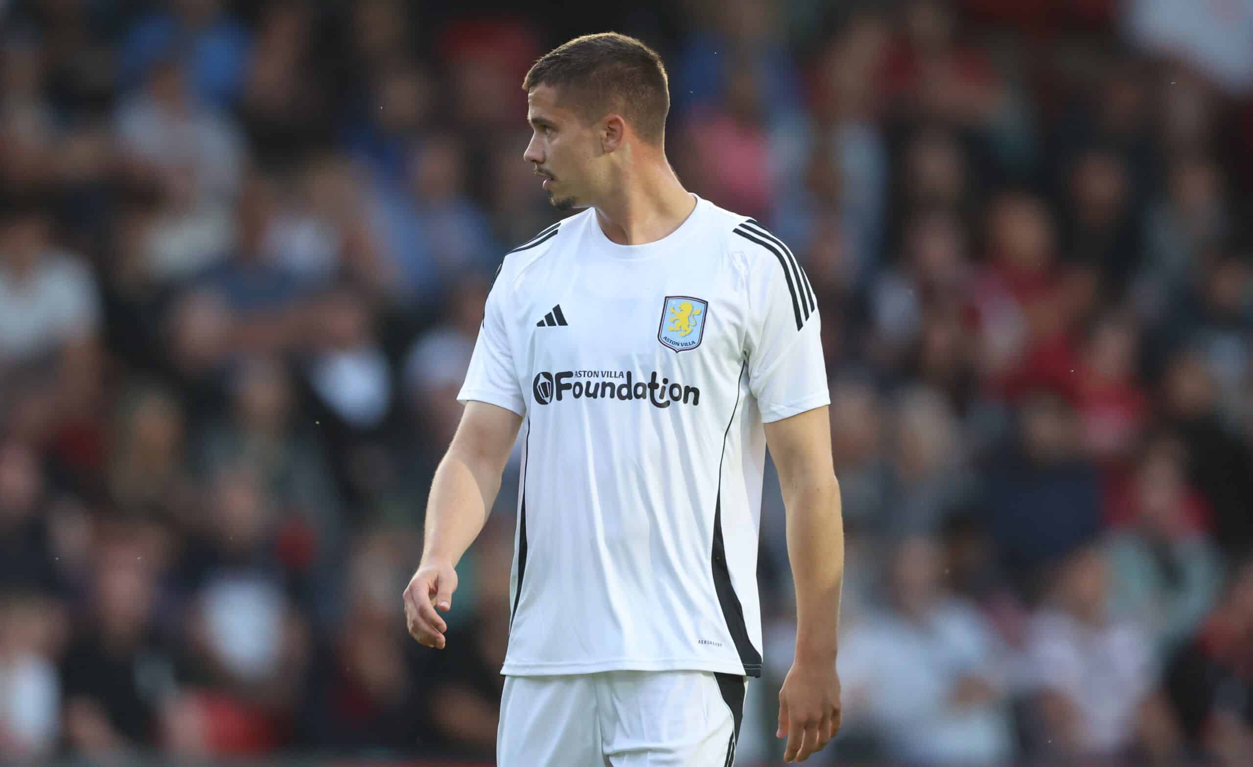 WALSALL, ENGLAND - JULY 17: Leander Dendoncker of Aston Villa during the Pre-Season Friendly match between Walsall and Aston Villa at Poundland Bescot Stadium on July 17, 2024 in Walsall, England. (Photo by Nathan Stirk/Getty Images)