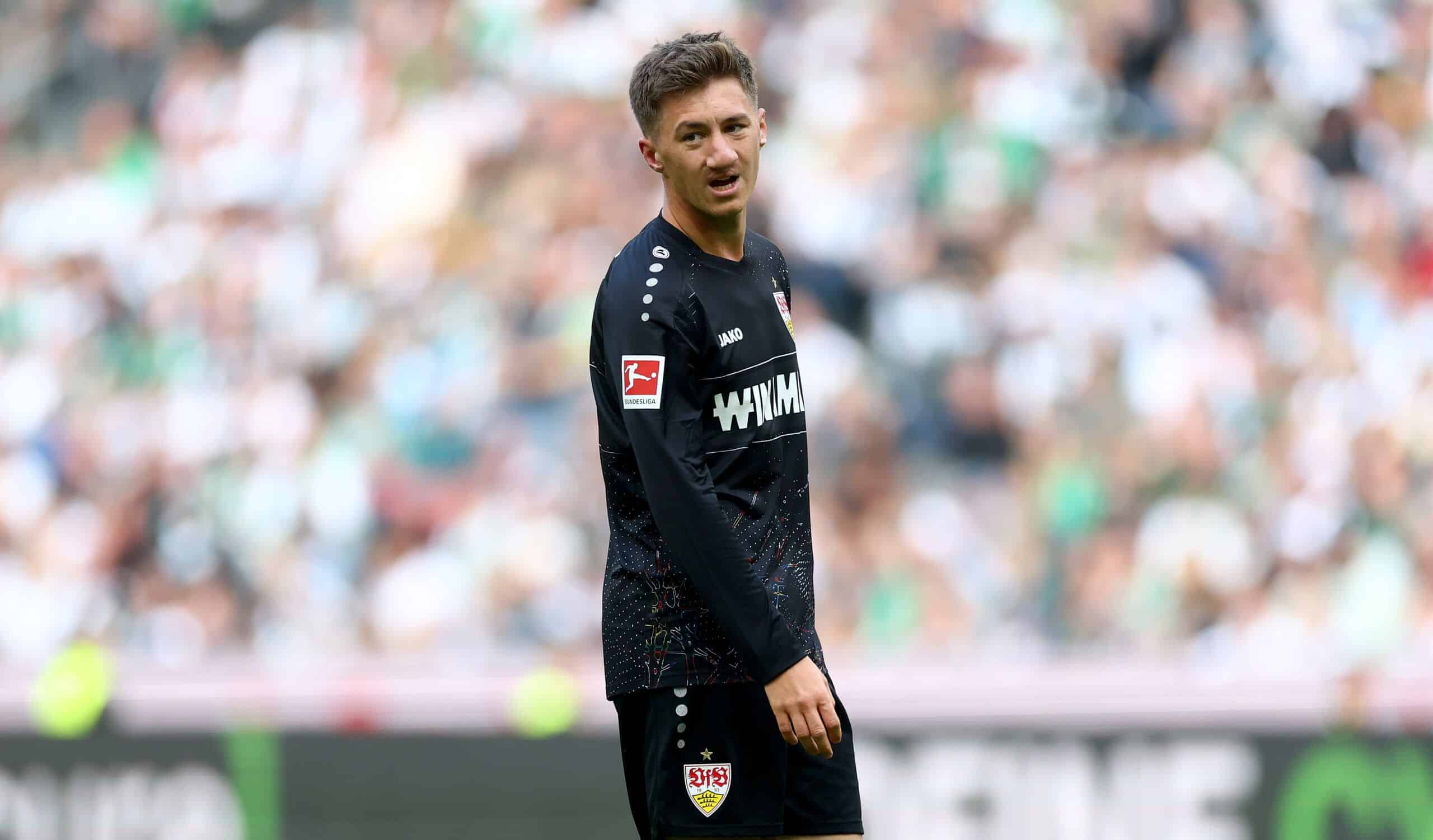 MOENCHENGLADBACH, GERMANY - SEPTEMBER 14: Angelo Stiller of Stuttgart is seen during the Bundesliga match between Borussia Mönchengladbach and VfB Stuttgart at Borussia-Park on September 14, 2024 in Moenchengladbach, Germany. (Photo by Lars Baron/Getty Images)