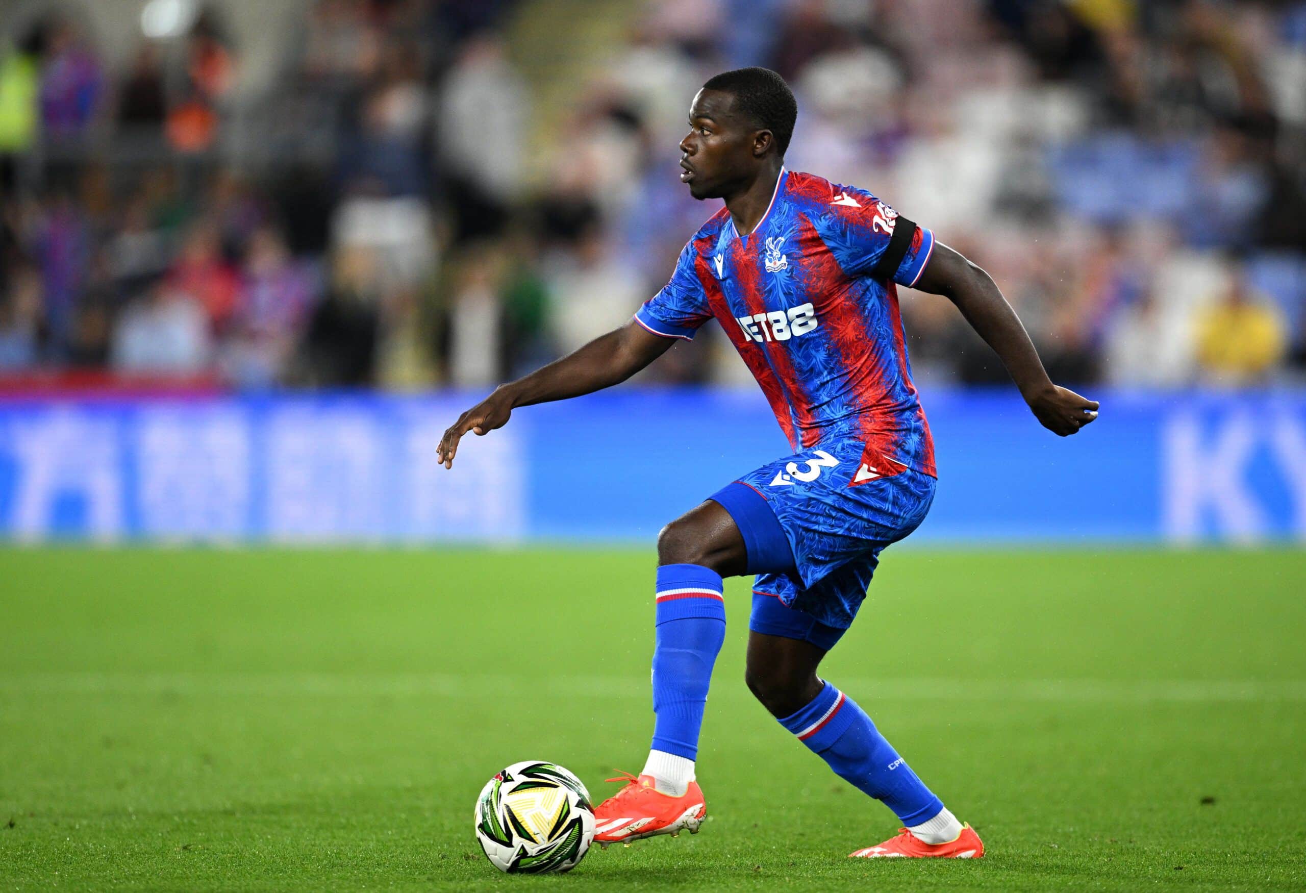 LONDON, ENGLAND - AUGUST 27: Tyrick Mitchell of Crystal Palace controls the ball during the Carabao Cup Second Round match between Crystal Palace and Norwich City at Selhurst Park on August 27, 2024 in London, England. (Photo by Justin Setterfield/Getty Images)