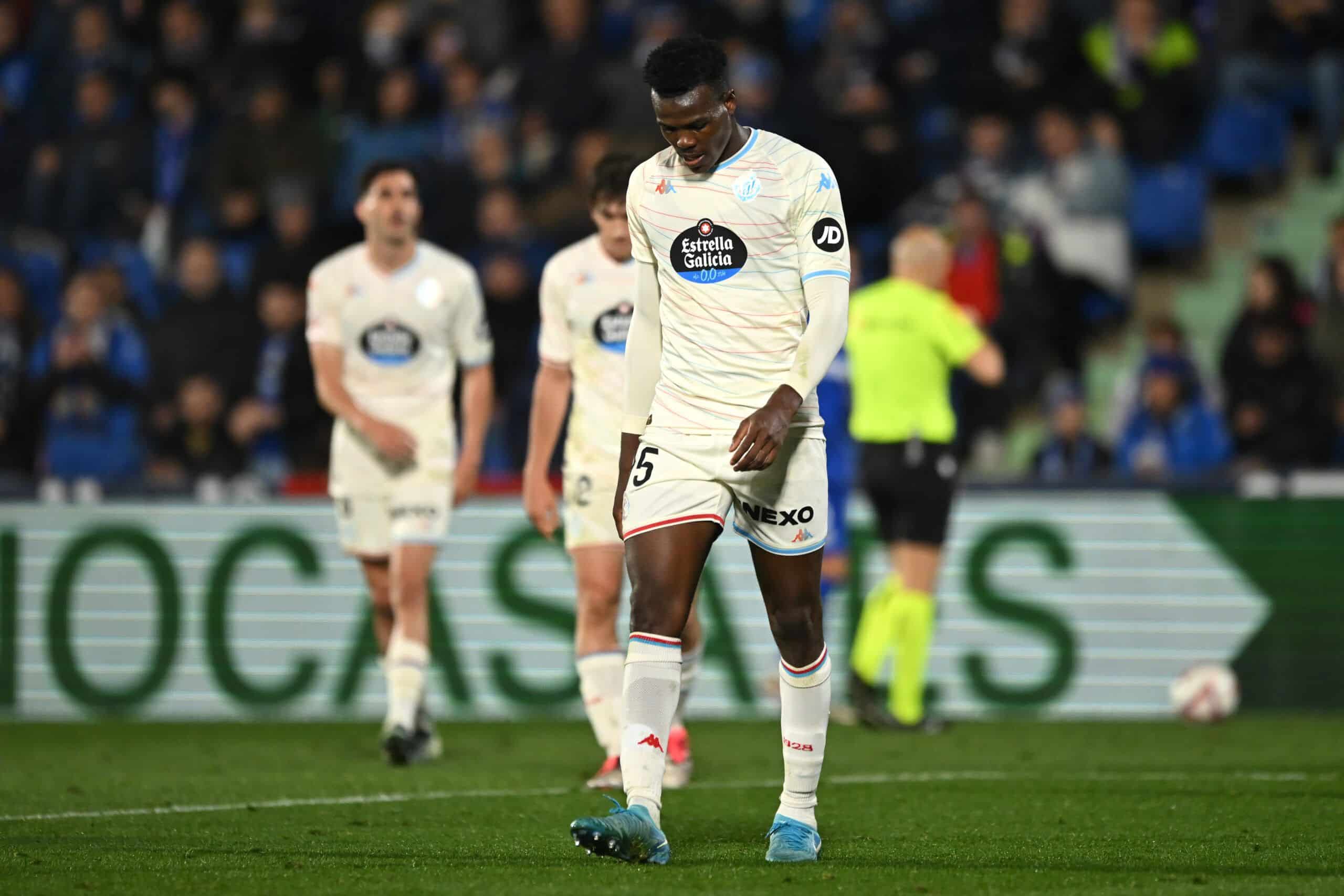 GETAFE, SPAIN - NOVEMBER 22: Juma Bah of Real Valladolid CF looks dejected during the LaLiga match between Getafe CF and Real Valladolid CF at Coliseum Alfonso Perez on November 22, 2024 in Getafe, Spain. (Photo by Denis Doyle/Getty Images)