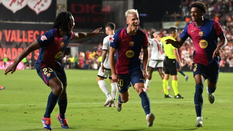 Jules Koundé, Dani Olmo y Balde. Barça