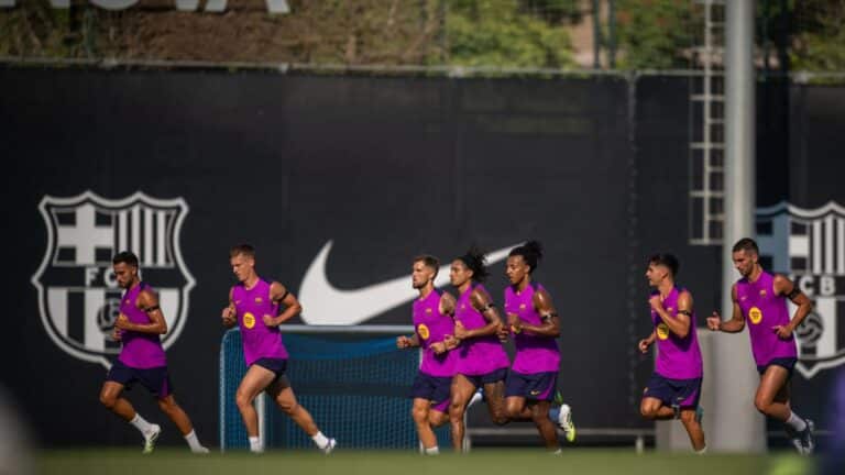 Los jugadores del Barcelona, en un entrenamiento Barça