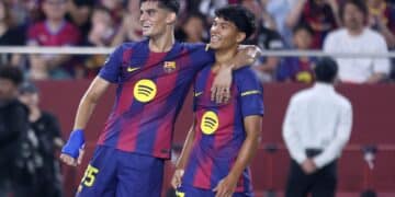 Dro, en su debut con el Barcelona.