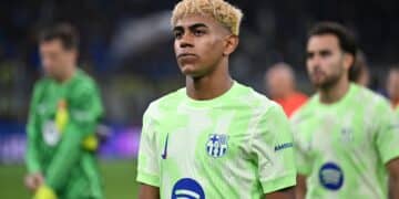 Lamine Yamal, en un partido del Barcelona.