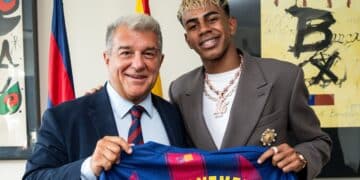 Joan Laporta y Lamine Yamal.