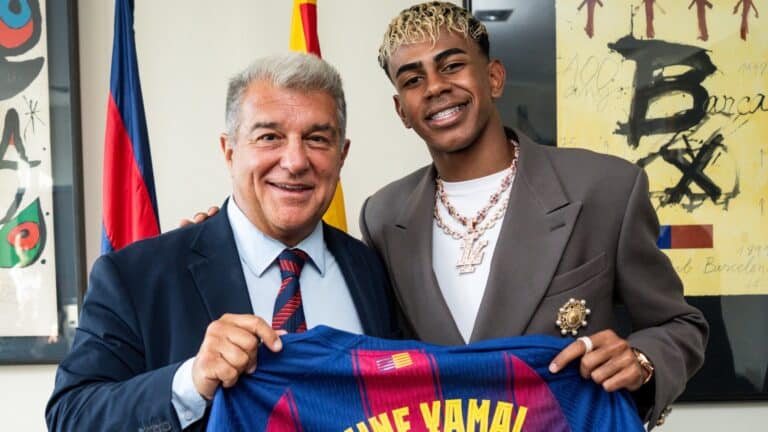 Joan Laporta y Lamine Yamal.