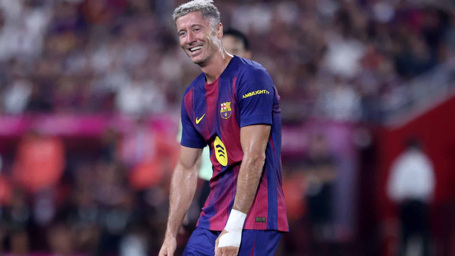 Lewandowski, con el Barcelona en pretemporada.