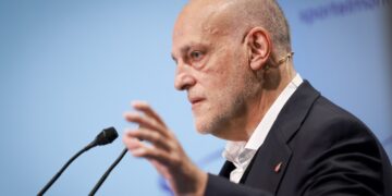 Javier Tebas, durante un acto.