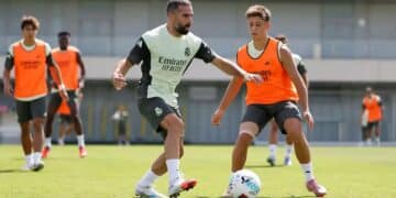 Dani Carvajal y Arda Güler entrenamiento