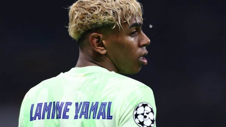 Lamine Yamal, en un partido del Barcelona en Champions League.