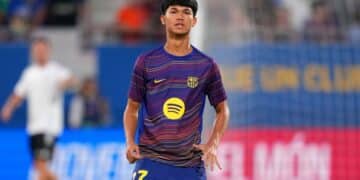 Dro, en pretemporada con el Barcelona.