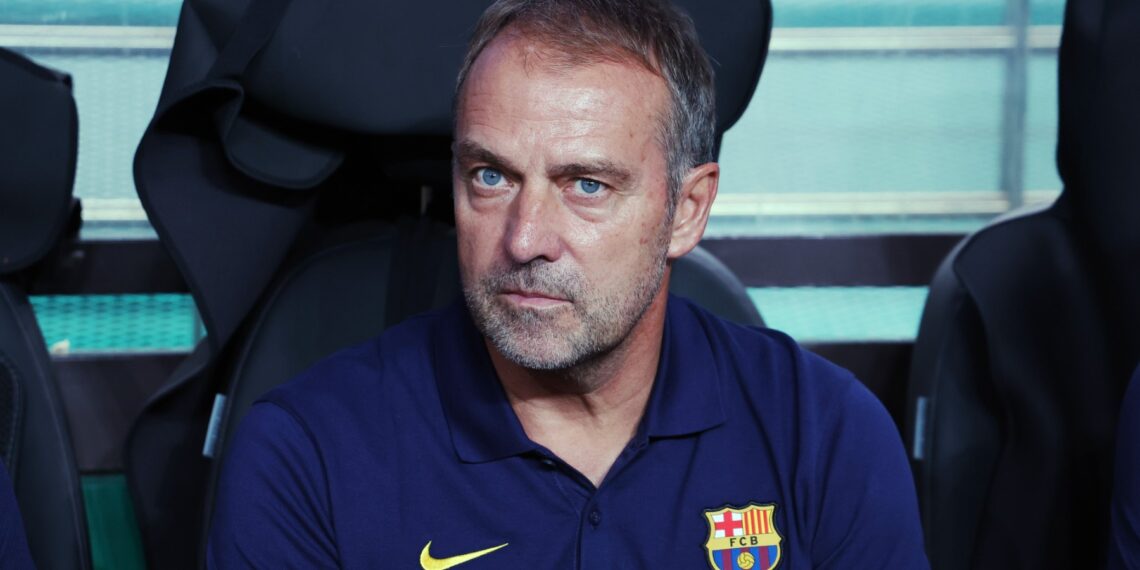 Hansi Flick, en un partido del Barcelona.