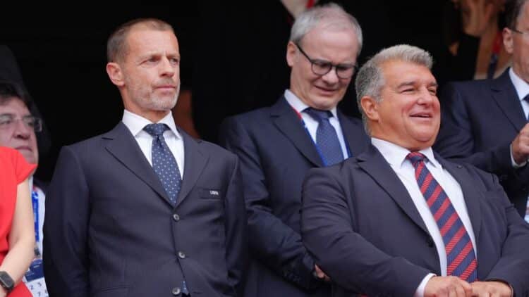 Aleksander Ceferin y Joan Laporta.