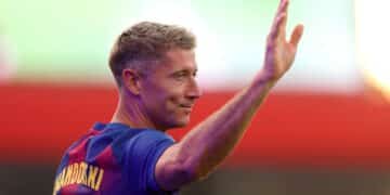 Lewandowski, con el Barcelona.