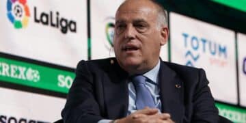 Javier Tebas, en un acto de LaLiga.
