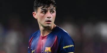 Pedri, con el brazalete de capitán del Barcelona.