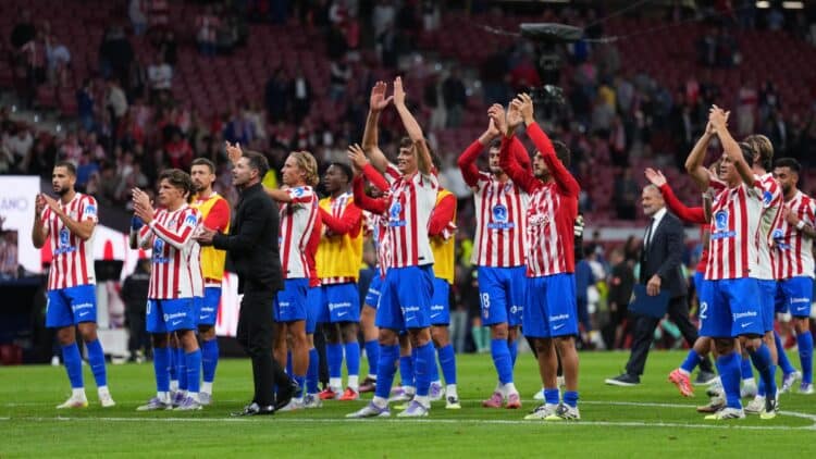 Los jugadores del Atlético celebran una victoria.