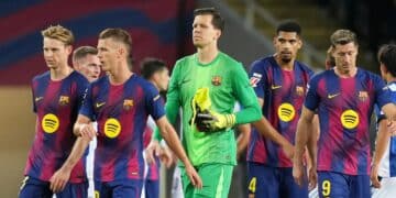 Los jugadores del Barça, tras el partido ante la Real Sociedad.