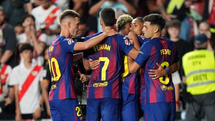 Los jugadores del Barça celebran un gol.