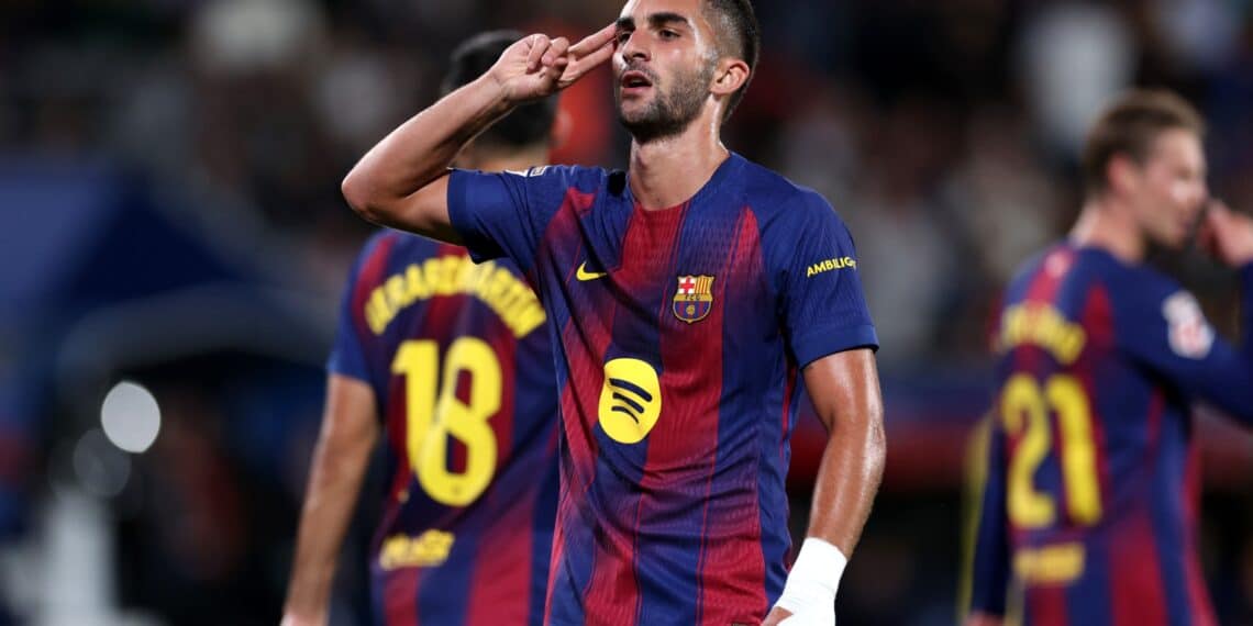 Ferran Torres celebra un gol en el Barcelona - Getafe.