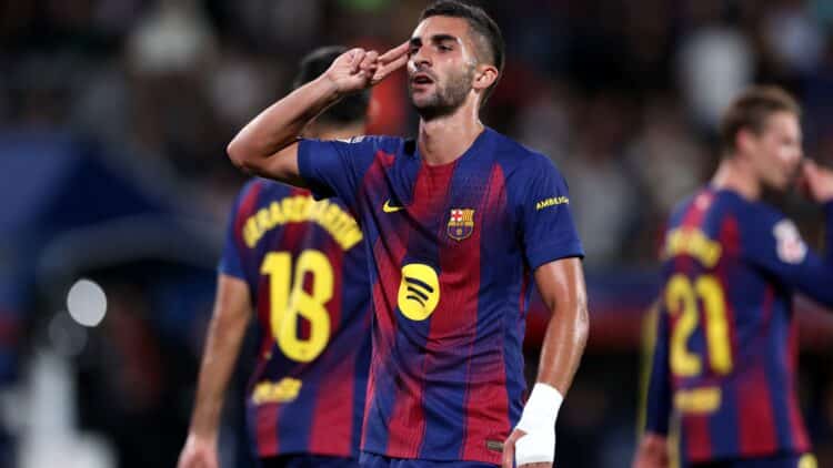 Ferran Torres celebra un gol en el Barcelona - Getafe.