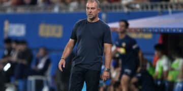 Hansi Flick, en el Barcelona - Valencia.