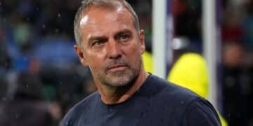 Hansi Flick, durante el Barcelona - Getafe.