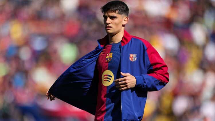 Gerard Martín, durante un partido con el Barcelona.