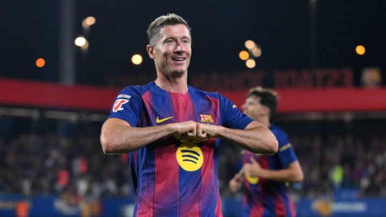 Lewandowski celebra un gol.
