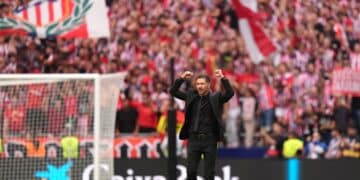 El Cholo Simeone celebra el triunfo en el derbi.