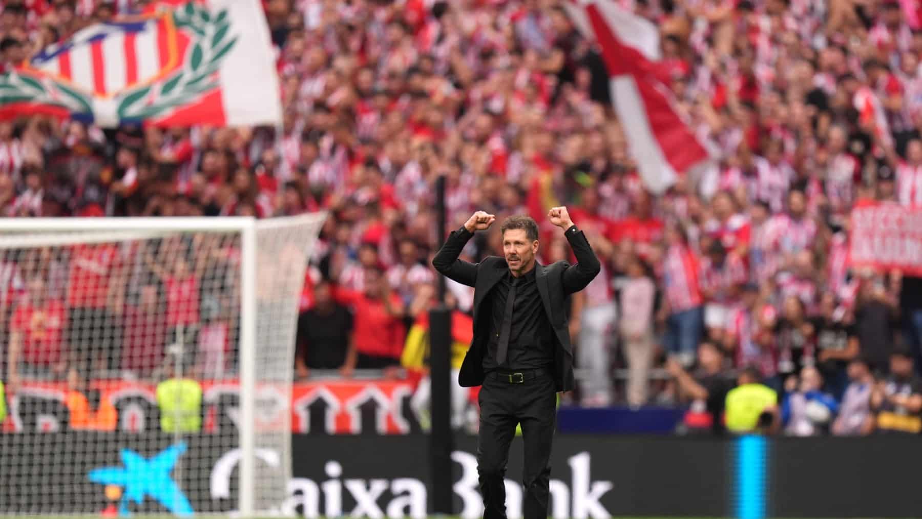 El Cholo Simeone celebra el triunfo en el derbi.