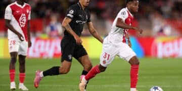 Ansu Fati, en un partido con el Mónaco.