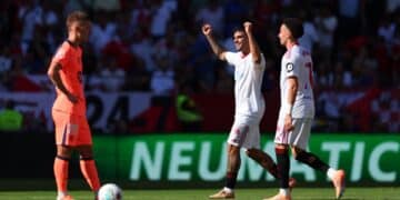 Isaac Romero celebra su gol ante el Barcelona.