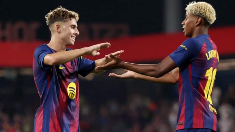 Fermín López y Lamine Yamal, con el Barcelona.
